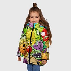 Куртка зимняя для девочки Растения против зомби, цвет: 3D-красный — фото 2