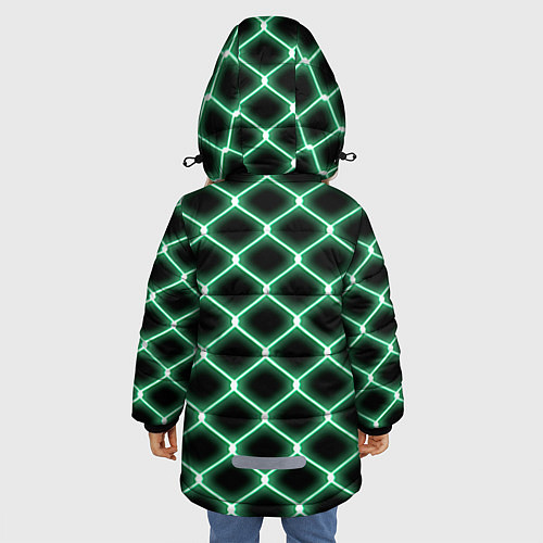 Зимняя куртка для девочки Зелёная неоновая сетка / 3D-Черный – фото 4