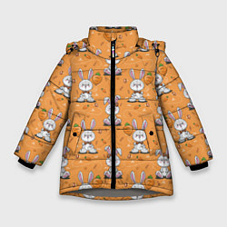 Куртка зимняя для девочки Паттерн из зайчиков, цвет: 3D-светло-серый