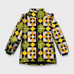 Зимняя куртка для девочки Геометрический золотистый паттерн