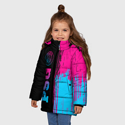 Куртка зимняя для девочки PSG - neon gradient: по-вертикали, цвет: 3D-черный — фото 2