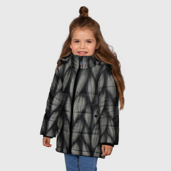 Куртка зимняя для девочки Грубая вязка - текстура, цвет: 3D-светло-серый — фото 2