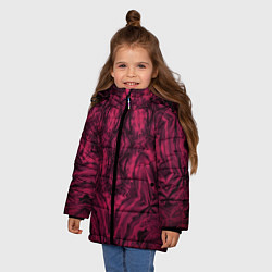 Куртка зимняя для девочки Черно красный абстрактный орнамент, цвет: 3D-черный — фото 2