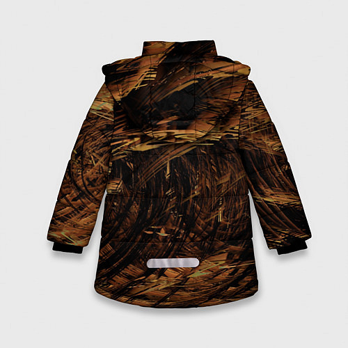 Зимняя куртка для девочки Абстрактные лиственные краски / 3D-Светло-серый – фото 2