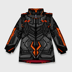 Куртка зимняя для девочки Красно-черный робот, цвет: 3D-красный