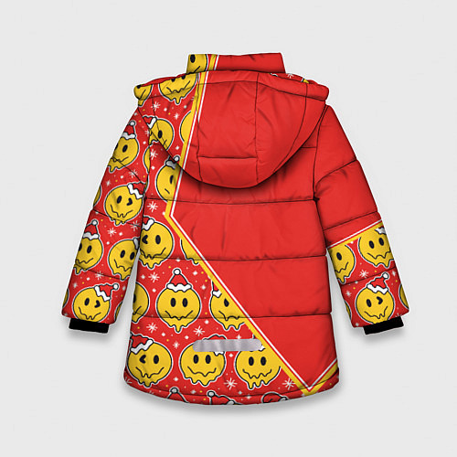 Зимняя куртка для девочки Новогодние смайлы / 3D-Светло-серый – фото 2