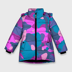 Куртка зимняя для девочки Абстракция в сиреневых тонах, цвет: 3D-черный