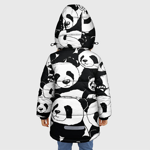 Зимняя куртка для девочки С пандами паттерн / 3D-Черный – фото 4