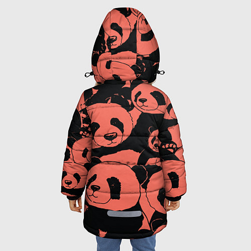 Зимняя куртка для девочки С красными пандами / 3D-Черный – фото 4