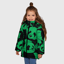 Куртка зимняя для девочки Panda green pattern, цвет: 3D-черный — фото 2