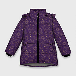 Куртка зимняя для девочки Космический узор, цвет: 3D-светло-серый