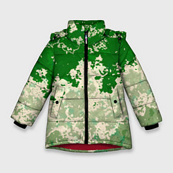 Куртка зимняя для девочки Абстракция в зелёных тонах, цвет: 3D-красный