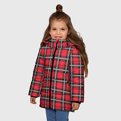 Куртка зимняя для девочки Красная шотландская клетка, цвет: 3D-светло-серый — фото 2