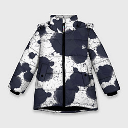 Куртка зимняя для девочки Художник - акварельные кляксы, цвет: 3D-черный
