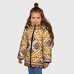 Куртка зимняя для девочки Индейский пиксельный орнамент, цвет: 3D-красный — фото 2