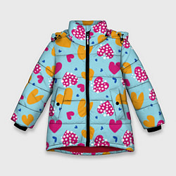 Куртка зимняя для девочки Сердце в горошек, цвет: 3D-красный