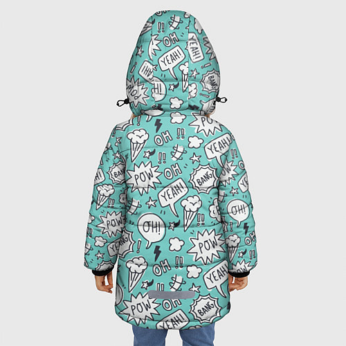 Зимняя куртка для девочки Пузыри и надписи комиксов / 3D-Черный – фото 4