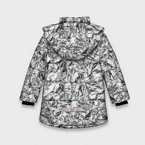 Зимняя куртка для девочки Текстура мятой алюминиевой фольги / 3D-Светло-серый – фото 2