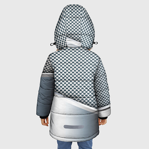 Зимняя куртка для девочки Текстура объёмного металла / 3D-Черный – фото 4