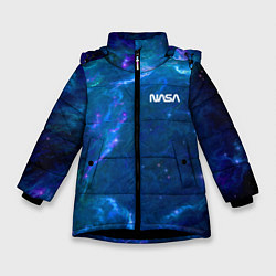Куртка зимняя для девочки Бескрайний космос - Nasa, цвет: 3D-черный