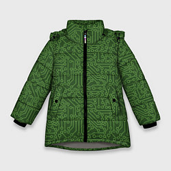 Куртка зимняя для девочки Милитари компьютерная плата, цвет: 3D-светло-серый