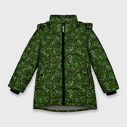 Куртка зимняя для девочки Милитари лента, цвет: 3D-светло-серый