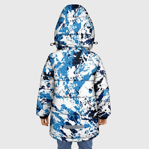 Зимняя куртка для девочки Взрыв гжели / 3D-Черный – фото 4