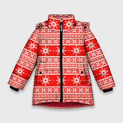 Зимняя куртка для девочки New Year snowflake pattern