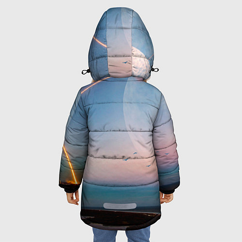 Зимняя куртка для девочки Космос и планeты / 3D-Черный – фото 4
