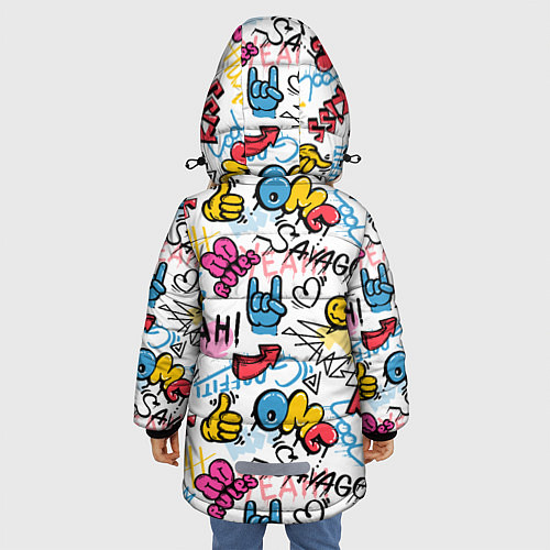 Зимняя куртка для девочки Прикольные надписи / 3D-Красный – фото 4