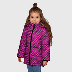 Куртка зимняя для девочки Малиново розовый узор в клетку, цвет: 3D-красный — фото 2