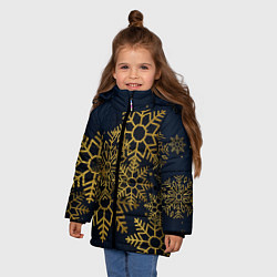 Куртка зимняя для девочки Золотые снежинки, цвет: 3D-красный — фото 2