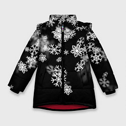 Куртка зимняя для девочки Белые снежинки, цвет: 3D-красный