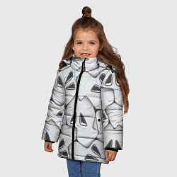 Куртка зимняя для девочки Металло-чешуйчатая серая броня, цвет: 3D-черный — фото 2