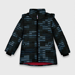 Зимняя куртка для девочки Чёрные и синие блоки во тьме