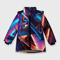 Куртка зимняя для девочки Преломление заостренных линий, цвет: 3D-светло-серый