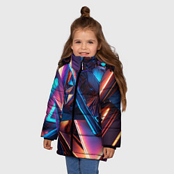 Куртка зимняя для девочки Преломление заостренных линий, цвет: 3D-светло-серый — фото 2