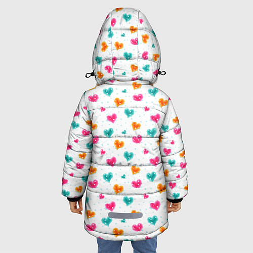 Зимняя куртка для девочки Горячие сердца / 3D-Черный – фото 4