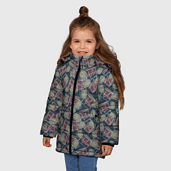Куртка зимняя для девочки Стильный геометрический дизайн под брендовые вещи, цвет: 3D-черный — фото 2