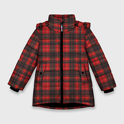 Куртка зимняя для девочки Шотландский Тартан, цвет: 3D-черный