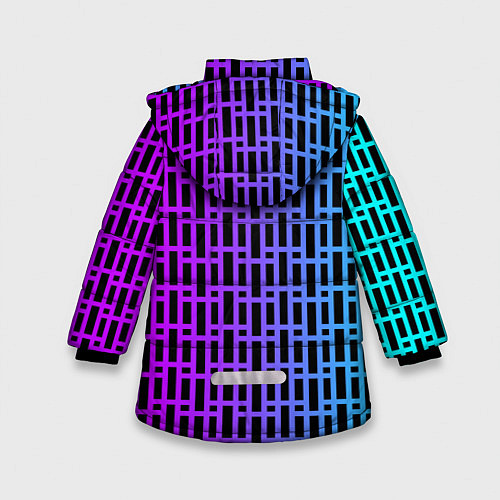 Зимняя куртка для девочки Неоновая клетка / 3D-Светло-серый – фото 2