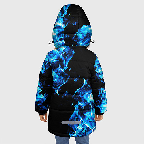 Зимняя куртка для девочки Красивый синий огонь / 3D-Черный – фото 4