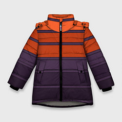 Зимняя куртка для девочки Полосатый фиолетово-оранжевый узор