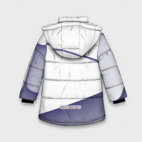 Зимняя куртка для девочки Абстрактный белый и фиолетовый паттерн / 3D-Светло-серый – фото 2