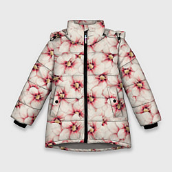 Куртка зимняя для девочки Нежность цветов, цвет: 3D-светло-серый