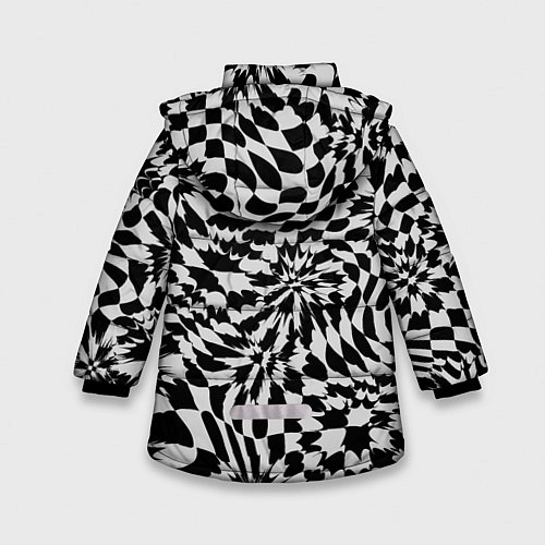 Зимняя куртка для девочки Пластика шахматной доски / 3D-Светло-серый – фото 2