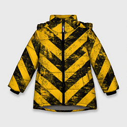 Куртка зимняя для девочки WARNING - желто-черные полосы, цвет: 3D-светло-серый