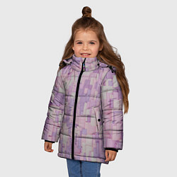 Куртка зимняя для девочки Множество розовых геометрических кубов, цвет: 3D-светло-серый — фото 2