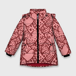 Куртка зимняя для девочки Сердечный принт, цвет: 3D-красный