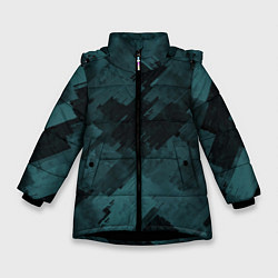 Куртка зимняя для девочки Полосы синие и чёрные, цвет: 3D-черный